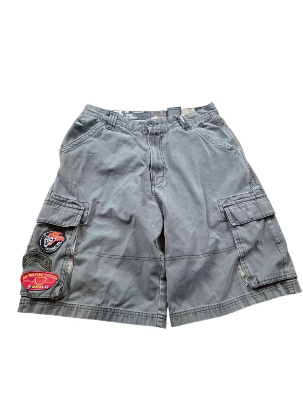 Vintage JNCO Cargo Shorts Boys 18 H Husky Gray Utility Skate Distressed